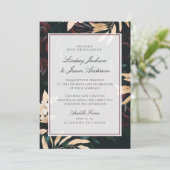 濃い赤と緑の金ゴールドムーディエレガントーフローラ結婚ズ 招待状 (スタンド正面)