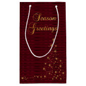 濃い赤と金ゴールドのシーズングリーティング スモールペーパーバッグ (裏面)