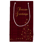 濃い赤と金ゴールドのシーズングリーティング スモールペーパーバッグ (正面)