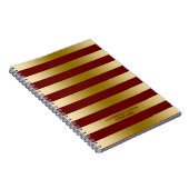 濃い赤と金ゴールドのパタストライプーン ノートブック (右側)