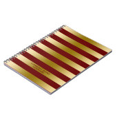 濃い赤と金ゴールドのパタストライプーン ノートブック (左側)