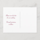 濃い赤と金ゴールドの渦巻きが日付を保存 案内ポストカード (裏面)