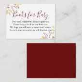 濃い赤と金ゴールドの葉の赤ちゃんのシャワー本のリクエスト エンクロージャーカード (正面/裏面)