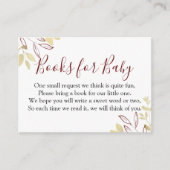 濃い赤と金ゴールドの葉の赤ちゃんのシャワー本のリクエスト エンクロージャーカード (正面)