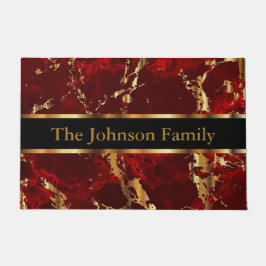 濃い赤と金ゴールド大理石の書式 ドアマット
