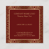 濃い赤と金ゴールド縞模様 スクエア名刺 (裏面)