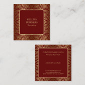 濃い赤と金ゴールド縞模様 スクエア名刺 (正面/裏面)