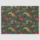 濃い赤と青の花のChinoiserieデコページ 薄葉紙 (正面)