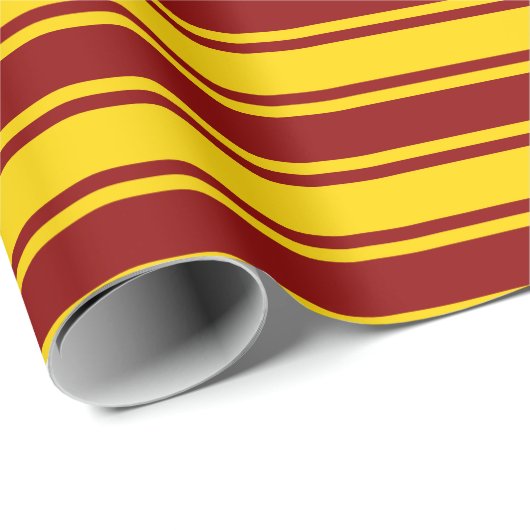 濃い赤と黄色のストライプ/線パターン ラッピングペーパー (ロールコーナー)