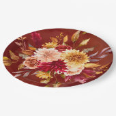 濃い赤と黄色のダリア結婚の花 ペーパープレート (アングル)