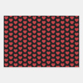 濃い赤と黒のハートラップ紙シート ラッピングペーパーシート (正面3)