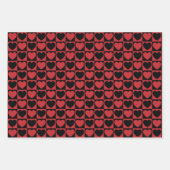 濃い赤と黒のハートラップ紙シート ラッピングペーパーシート (正面)
