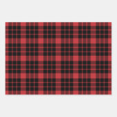 濃い赤と黒のバッファローのプレイド ラッピングペーパーシート (正面3)