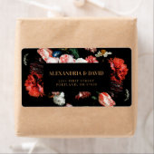 濃い赤と黒のフローラ差出人住所ラベル ラベル (インサイチュ)