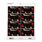 濃い赤と黒のフローラ差出人住所ラベル ラベル (フルシート)