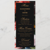 濃い赤と黒のフローラ結婚のメニューカード メニュー