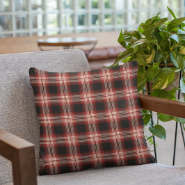 濃い赤と黒の格子模様 クッション