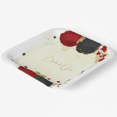 濃い赤と黒の花の金ゴールド ペーパープレート (傾斜あり)