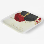 濃い赤と黒の花の金ゴールド ペーパープレート (傾斜あり)