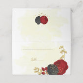 濃い赤と黒の花金ゴールド結婚植物体 プレイスカード (外部開封)