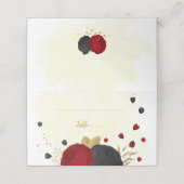 濃い赤と黒の花金ゴールド結婚植物体 プレイスカード (外部開封)