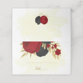 濃い赤と黒の花金ゴールド結婚植物体 プレイスカード (外部開封)