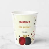 濃い赤と黒の花 ゴールド 紙コップ (裏面)