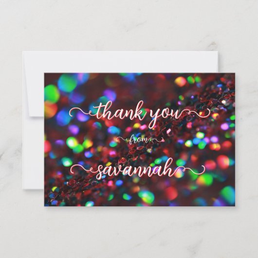 濃い赤のきらめくサンキューカード サンキューカード (正面)