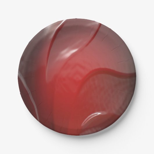 濃い赤のくしゃくしゃのプラスチックテクスチャ ペーパープレート (正面)