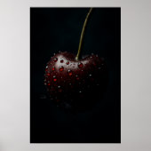 濃い赤のさくらんぼ（露が黒く滴る） ポスター (正面)