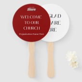 濃い赤のウェルカムハンドファン ハンドファン (正面&裏面)