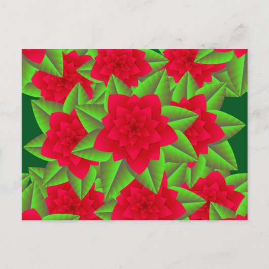 濃い赤のカメリアと緑の葉 ポストカード (正面)
