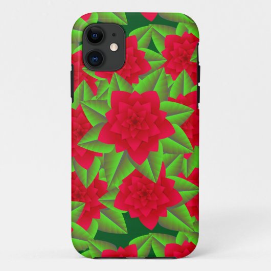 濃い赤のカメリアと緑の葉 Case-Mate iPhoneケース (裏面)