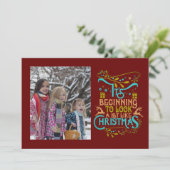 濃い赤のクリスマスワードアート写真 シーズンカード (スタンド正面)