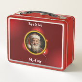 濃い赤のクリスマス メタルランチボックス (裏面)