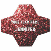 濃い赤のグリッターがチームきらきら光るの名前に輝く サッカーボール (フラット)