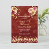 濃い赤のダリア花ブリデスメイドランチョン 招待状 (スタンド正面)