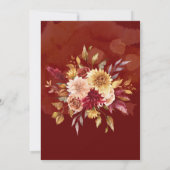 濃い赤のダリア花ブリデスメイドランチョン 招待状 (裏面)