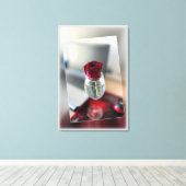 濃い赤のバラ キャンバスプリント (インサイチュ (ウッドフロア))