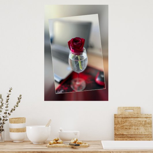 濃い赤のバラ ポスター (キッチン)
