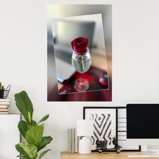 濃い赤のバラ ポスター (ホームオフィス)
