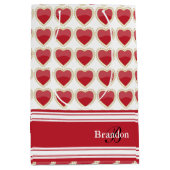 濃い赤のバレンタインハート ミディアムペーパーバッグ (正面)