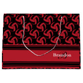 濃い赤のバレーボールを個人設定 ラージペーパーバッグ (正面)