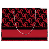 濃い赤のバレーボールを個人設定 ラージペーパーバッグ (裏面)