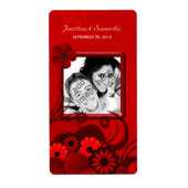 濃い赤のフローラ結婚の写真優先ワインラベル ラベル (正面)