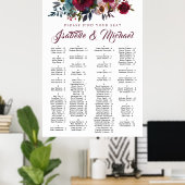 濃い赤のフローラ結婚アルファベットの座席表 ポスター (ホームオフィス)