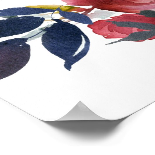 濃い赤のフローラ15台結婚の座席表 ポスター (角)