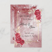 濃い赤のマロンカラーテーマ 招待状 (正面/裏面)