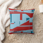 濃い赤のモザイクのモチクラシカルーモチーフの青い色合い クッション (ブランケット)