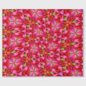 濃い赤のユリ模様 ラッピングペーパー (フラット)